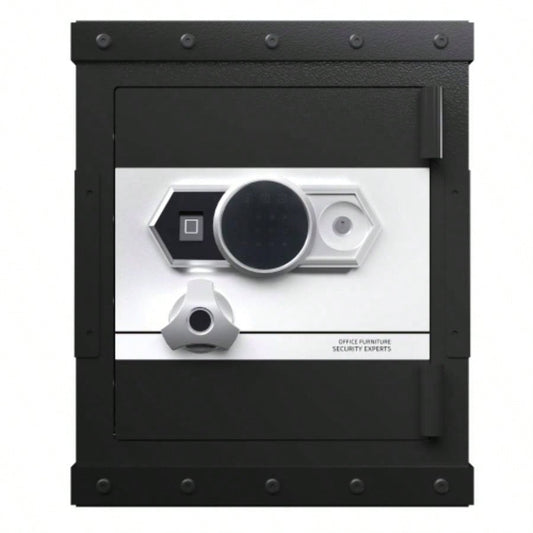 Three - lock safe, measuring 20.4 16.5 14.1 suitable home and office use, large steel digital safe equipped with a digital lock.