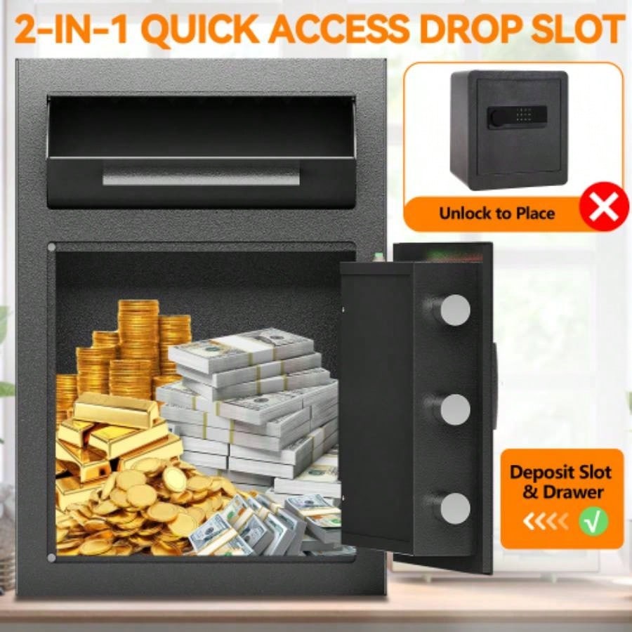 Digital Depository Safe Made of Carbon Steel Electronic Code Lock Depository Safe with Deposit Slot Depository Box Home Hotel Restaurant and Office