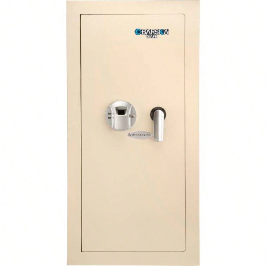 0.82 CUBIC FT LEFT OPEN BEIGE BIOMETRIC WALL SAFE