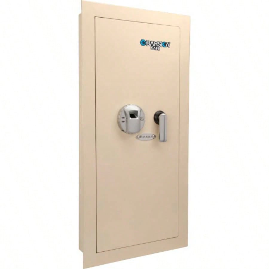 0.82 CUBIC FT LEFT OPEN BEIGE BIOMETRIC WALL SAFE