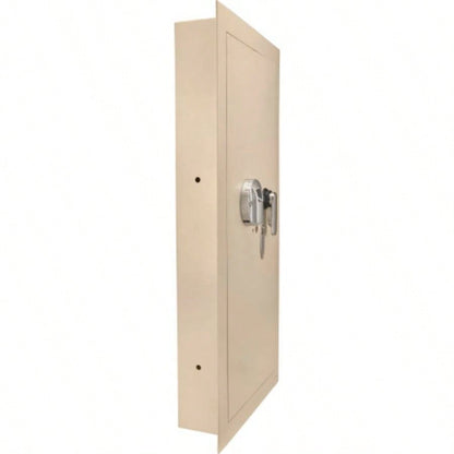 0.82 CUBIC FT LEFT OPEN BEIGE BIOMETRIC WALL SAFE