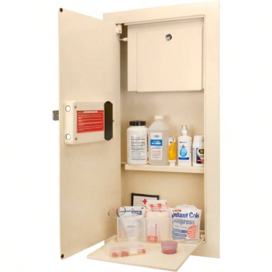 0.82 CUBIC FT LEFT OPEN BEIGE BIOMETRIC WALL SAFE