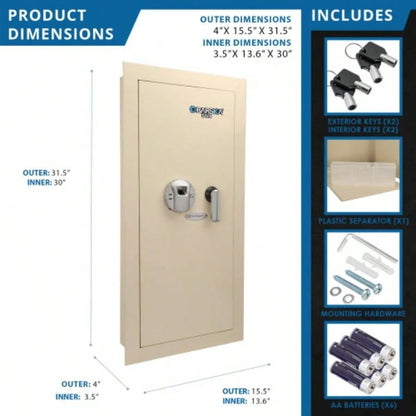 0.82 CUBIC FT LEFT OPEN BEIGE BIOMETRIC WALL SAFE