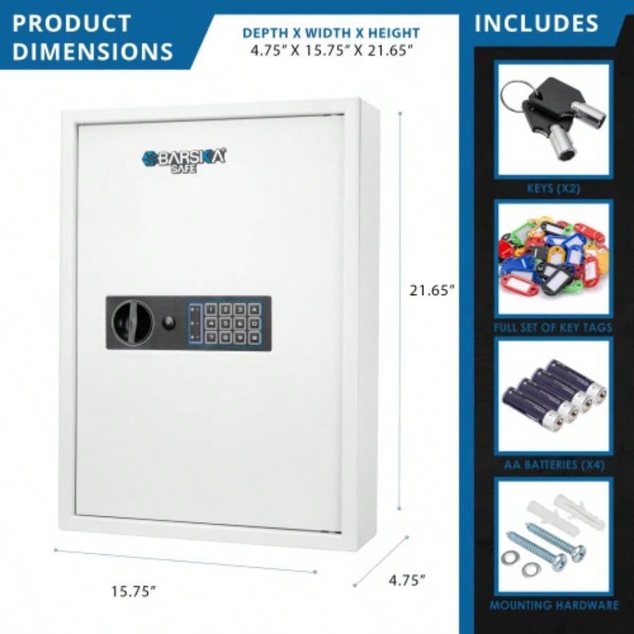 Keys Key Cabinet Digital Keypad Wall Safe White
