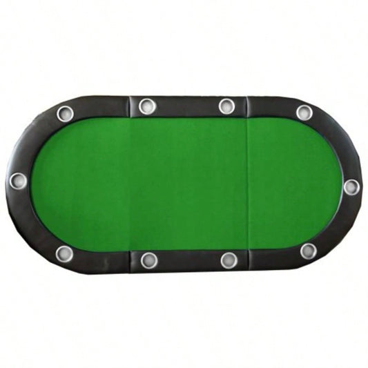 Folding Poker Table Top 10 Players Tri - Fold Texas Holdem Blackjack Casino Game Tabletop Green