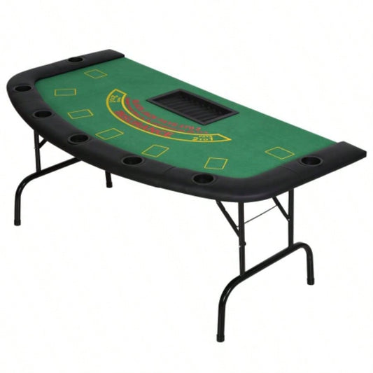 Soozier Poker Table Foldable, 72 Blackjack Table Players with Chip Cup Holder, Green Felt