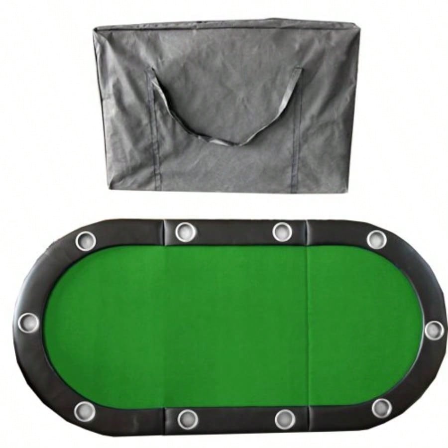 Folding Poker Table Top 10 Players Tri - Fold Texas Holdem Blackjack Casino Game Tabletop Green