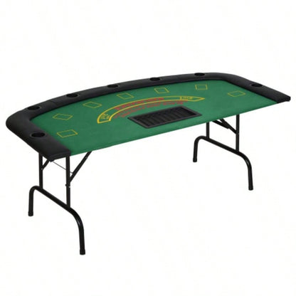 Soozier Poker Table Foldable, 72 Blackjack Table Players with Chip Cup Holder, Green Felt