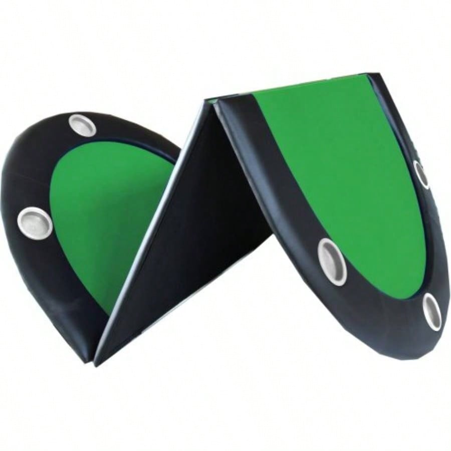 Folding Poker Table Top 10 Players Tri - Fold Texas Holdem Blackjack Casino Game Tabletop Green
