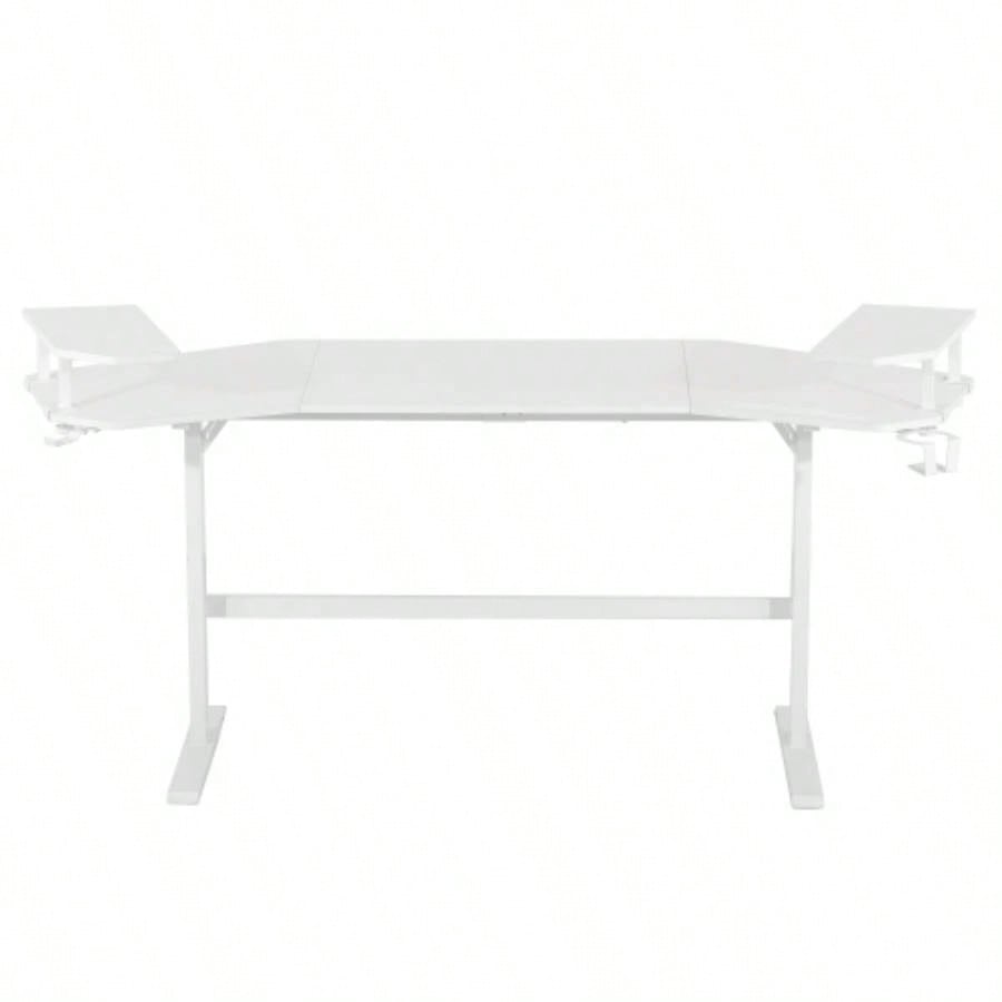 Techni Sport TS911D Gaming Desk with Shelves Accessory Holder, White