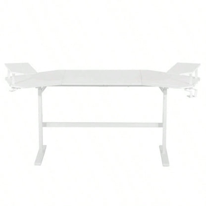 Techni Sport TS911D Gaming Desk with Shelves Accessory Holder, White