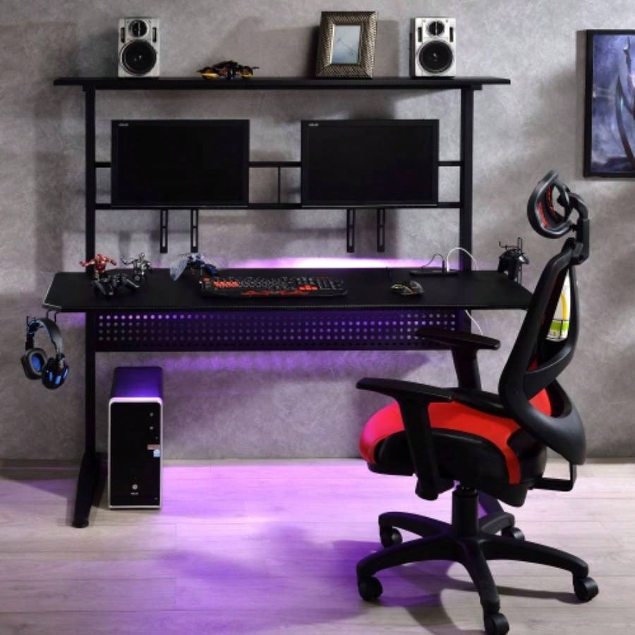 Black Gaming Desk with LED Light