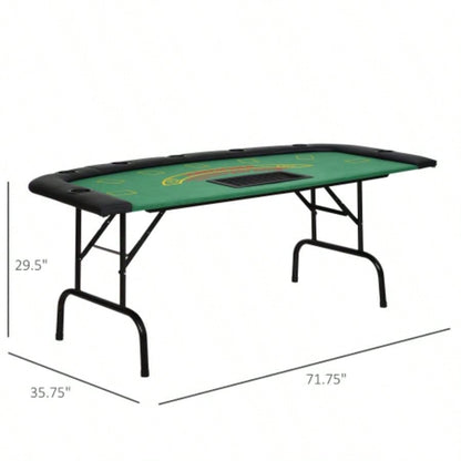 Soozier Poker Table Foldable, 72 Blackjack Table Players with Chip Cup Holder, Green Felt