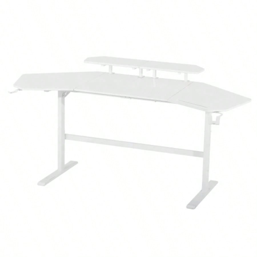 Techni Sport TS911D Gaming Desk with Shelves Accessory Holder, White