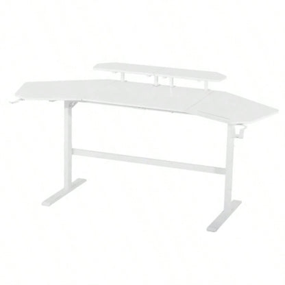 Techni Sport TS911D Gaming Desk with Shelves Accessory Holder, White