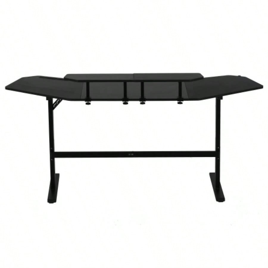 Techni Sport TS911D Gaming Desk with Shelves Accessory Holder, Black