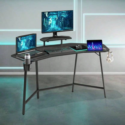 Techni Sport TS98D Gaming Desk with Shelf Accessory Holders, Black