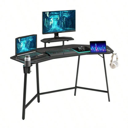 Techni Sport TS98D Gaming Desk with Shelf Accessory Holders, Black