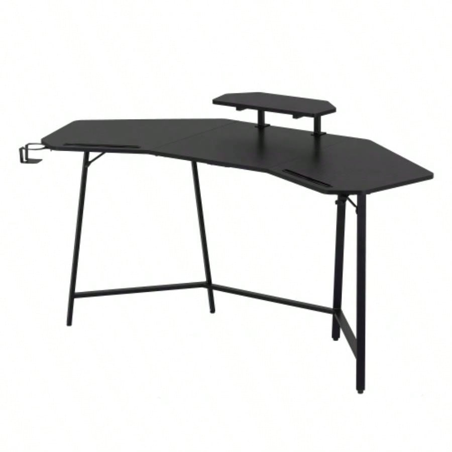 Techni Sport TS98D Gaming Desk with Shelf Accessory Holders, Black