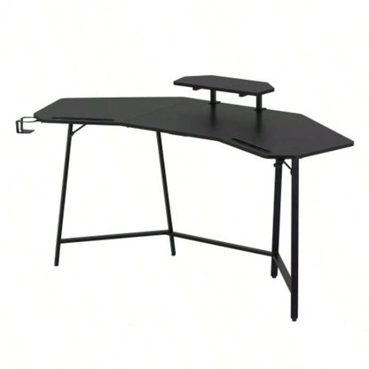 Techni Sport TS98D Gaming Desk with Shelf Accessory Holders, Black