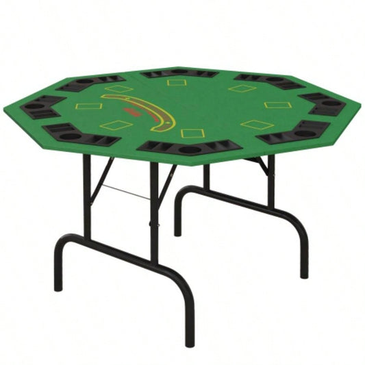 Soozier Poker Table Foldable 47 Octagon Casino Table Blackjack Texas Holdem Poker Table 8 Players with Chips Tray and Cup Holders, Green