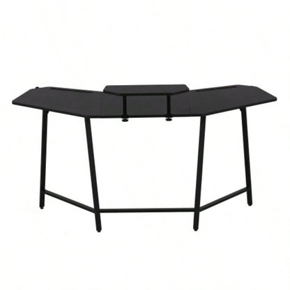 Techni Sport TS98D Gaming Desk with Shelf Accessory Holders, Black