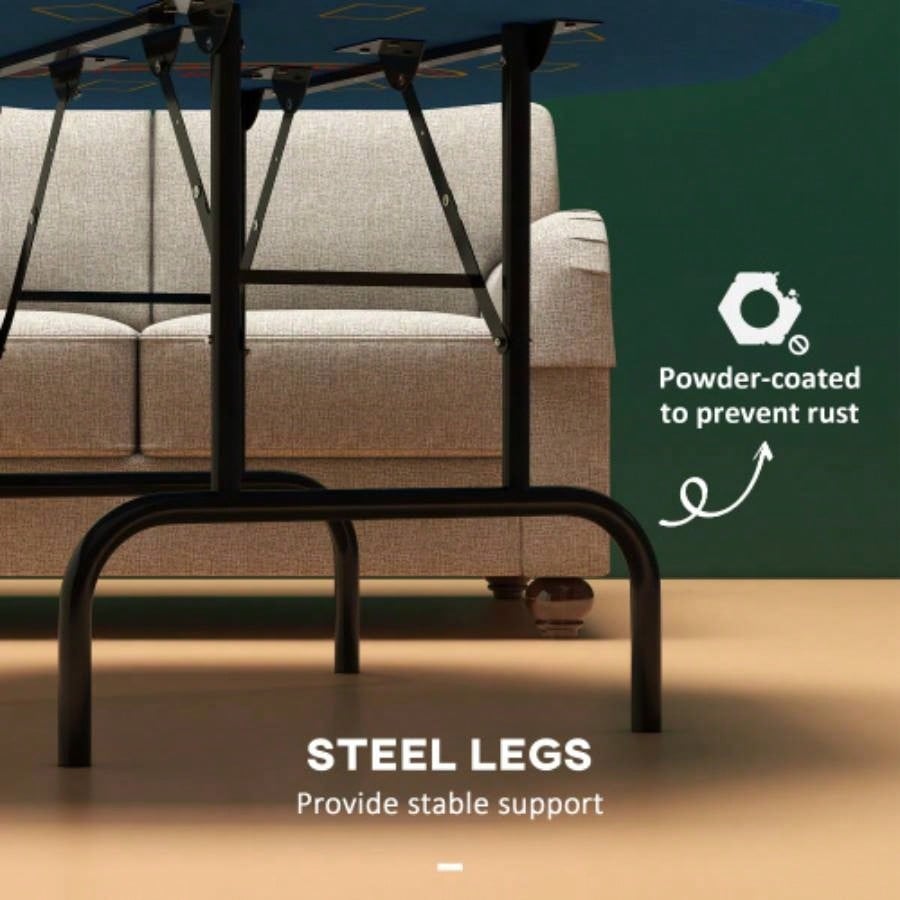 Soozier Poker Table Foldable 47 Octagon Casino Table Blackjack Texas Holdem Poker Table 8 Players with Chips Tray and Cup Holders, Blue