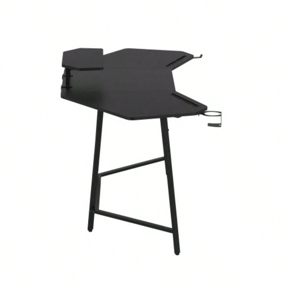 Techni Sport TS98D Gaming Desk with Shelf Accessory Holders, Black