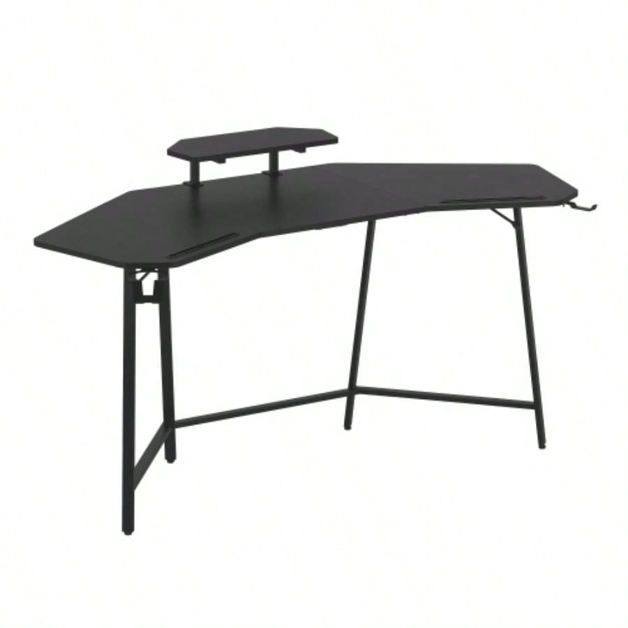 Techni Sport TS98D Gaming Desk with Shelf Accessory Holders, Black