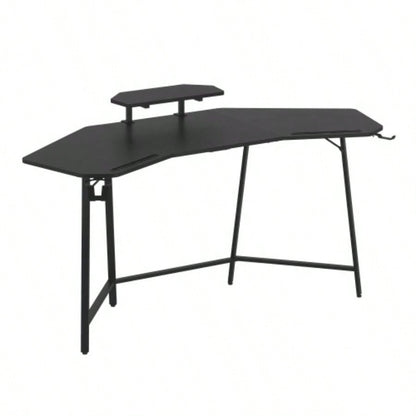 Techni Sport TS98D Gaming Desk with Shelf Accessory Holders, Black