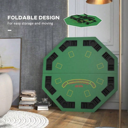 Soozier Poker Table Foldable 47 Octagon Casino Table Blackjack Texas Holdem Poker Table 8 Players with Chips Tray and Cup Holders, Green