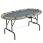 Soozier Poker Table Foldable, 70 Oval Blackjack Casino Texas Holdem Poker Game Table 10 Players with Cup Holders, Blue and Brown