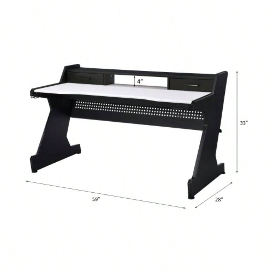 Black and White 2 - Drawer Gaming Desk