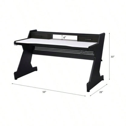 Black and White 2 - Drawer Gaming Desk