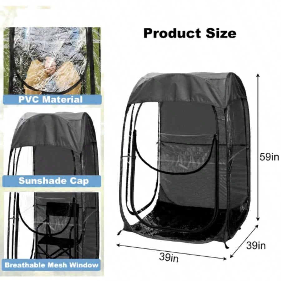 Portable Up Sports Tent, Shelter Outdoor Sports Events, Fishing and Camping, from Cold Wind and Rain, Black