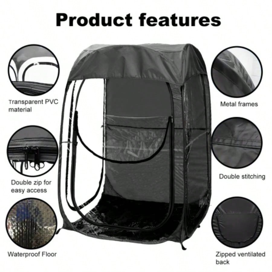 Portable Up Sports Tent, Shelter Outdoor Sports Events, Fishing and Camping, from Cold Wind and Rain, Black