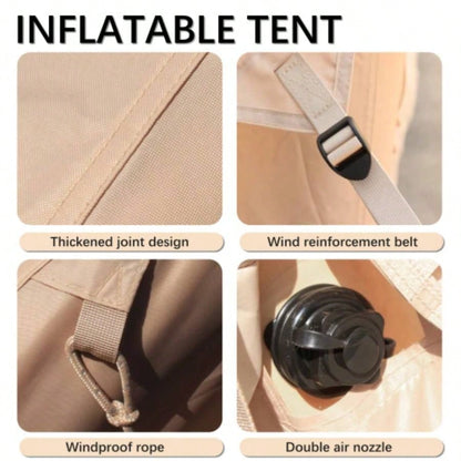 Inflatable Tent With Pump, Glamping Tents 4 - 6 Person, Easy Setup 4 Season Waterproof Outdoor Tent, Waterproof Luxury Glamping Tent with 12 Mesh Window