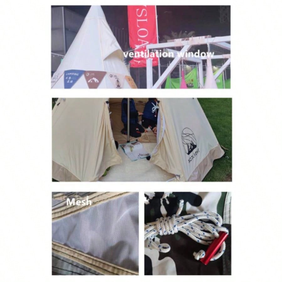 SAMHAIBEI Bell Tent 4 Season 9.85ft Glamping Tent, Hot Tent, Family Camping, Hiking, Canvas Tent with Aluminum Pole. Support Camouflage Fabric Customization