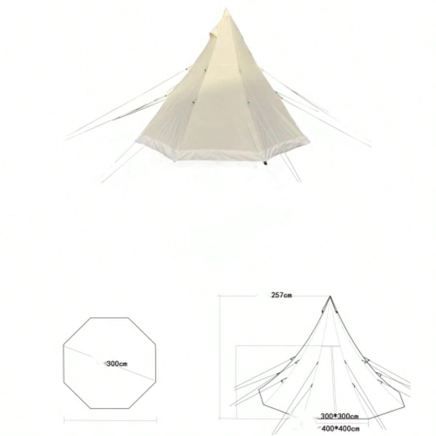 SAMHAIBEI Bell Tent 4 Season 9.85ft Glamping Tent, Hot Tent, Family Camping, Hiking, Canvas Tent with Aluminum Pole. Support Camouflage Fabric Customization