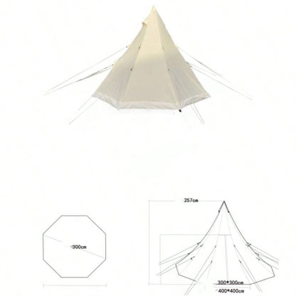 SAMHAIBEI Bell Tent 4 Season 9.85ft Glamping Tent, Hot Tent, Family Camping, Hiking, Canvas Tent with Aluminum Pole. Support Camouflage Fabric Customization