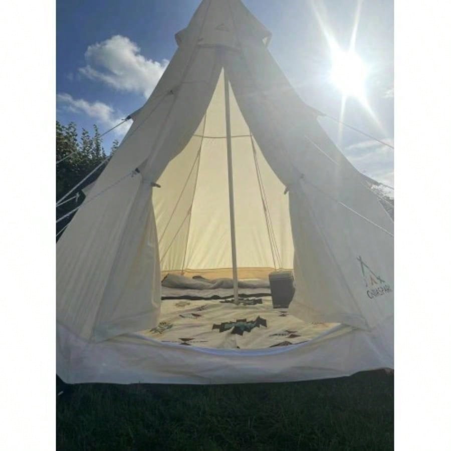SAMHAIBEI Bell Tent 4 Season 9.85ft Glamping Tent, Hot Tent, Family Camping, Hiking, Canvas Tent with Aluminum Pole. Support Camouflage Fabric Customization