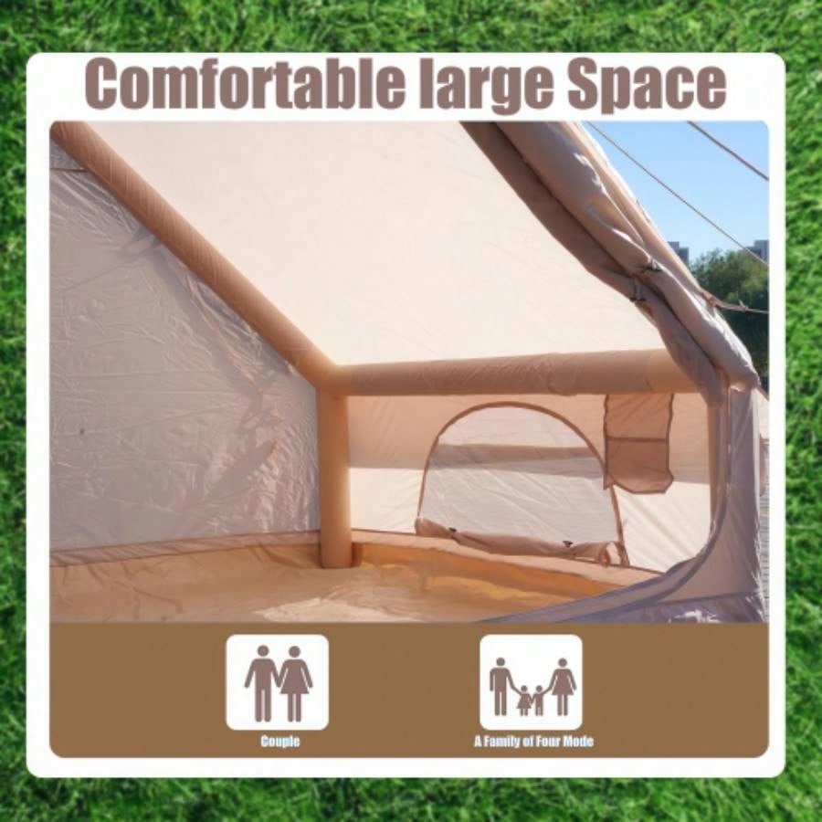 Inflatable Tent With Pump, Glamping Tents 4 - 6 Person, Easy Setup 4 Season Waterproof Outdoor Tent, Waterproof Luxury Glamping Tent with 12 Mesh Window