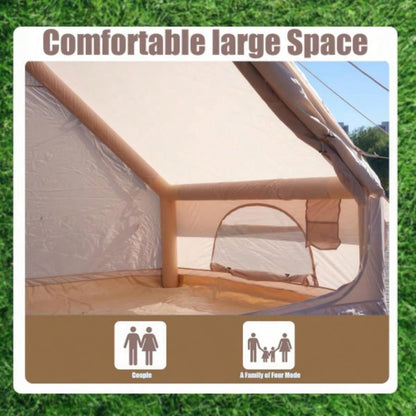 Inflatable Tent With Pump, Glamping Tents 4 - 6 Person, Easy Setup 4 Season Waterproof Outdoor Tent, Waterproof Luxury Glamping Tent with 12 Mesh Window