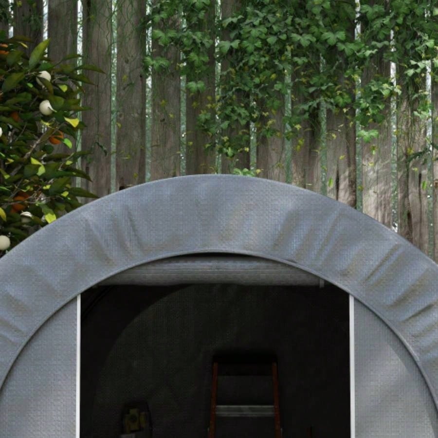 Outsunny 6x 8 Garden Storage Tent, Heavy Duty Outdoor Shed, Waterproof Portable Shed Storage Shelter with Galvanized Metal Frame Bike, Motorcycle, Garden Tools, Gray