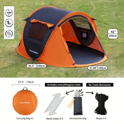 2 Person Black+ Orange Up Camping Tent