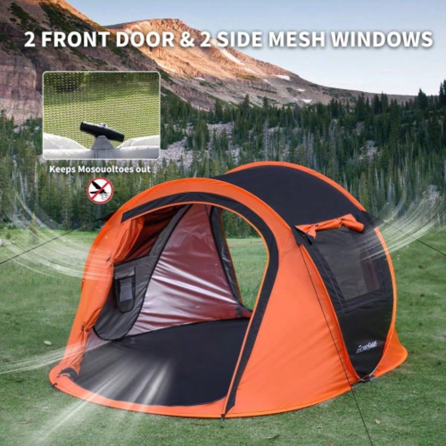 2 Person Black+ Orange Up Camping Tent