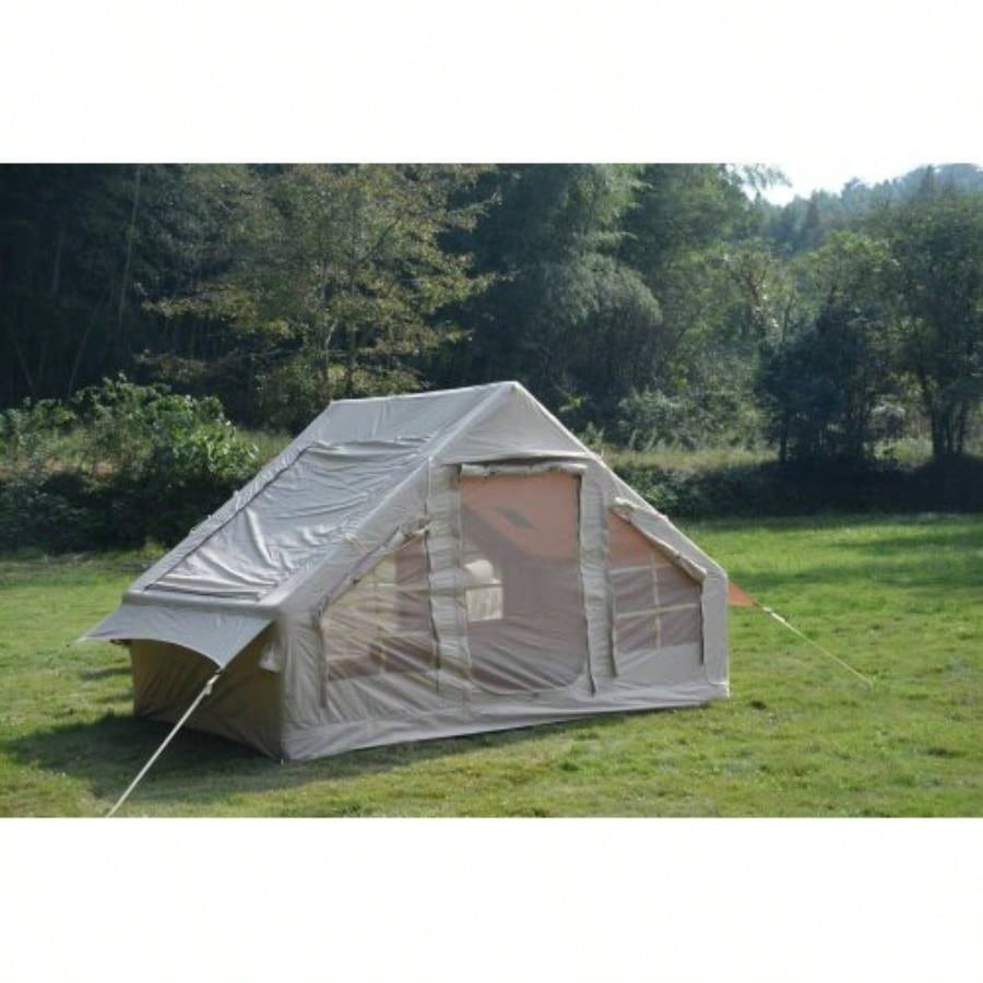 Inflatable Camping Tent Easy Setup 4 Season Glamping Tent with High Performance Inflatable Structure 4 - 6 Persons Waterproof Windproof Outdoor Self - Supporting Blow up Tent Tent Portable House Beige