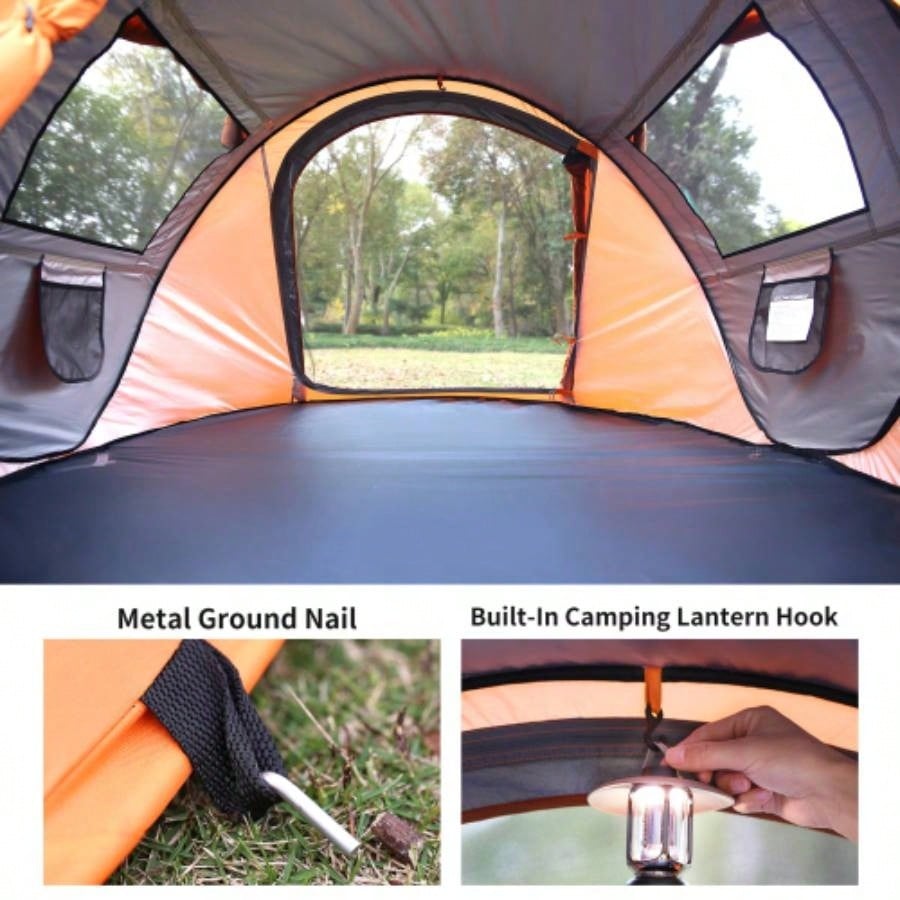 2 Person Black+ Orange Up Camping Tent