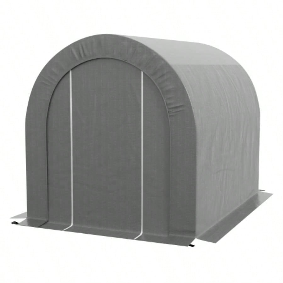 Outsunny 6x 8 Garden Storage Tent, Heavy Duty Outdoor Shed, Waterproof Portable Shed Storage Shelter with Galvanized Metal Frame Bike, Motorcycle, Garden Tools, Gray