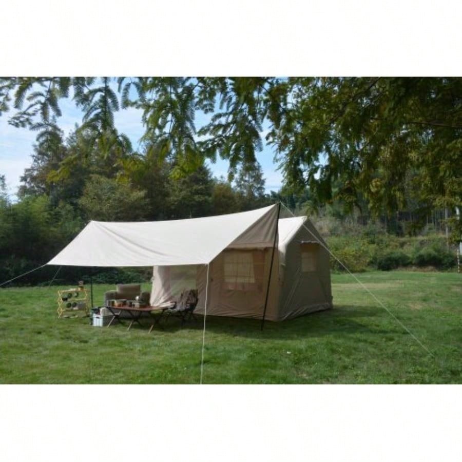 9.8x13ft with canopy, Inflatable Camping Tents with Hand Pump, Glamping Tents, Easy Setup Waterproof and Windproof Blow up Tent Beige